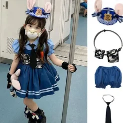 Anime Tegneserie Kanin Politibetjent Pige Cos Tøj 100CM