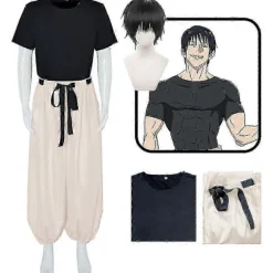 Anime Tsu Kaisen Fushiguro toji Kostume Voksen Unisex Kortærmet Top Bukser Sæt Uniform - Perfekt C1W1 XL
