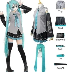 Anime Vocaloid Miku cosplay kostume paryk kjole kawaii Miku cosplay outfits halloween karneval fest kostumer Full set1 S