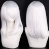 Anime-karakterer cosplay paryk med pandehår, mellemlang 40 cm, hvid