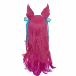Ani·paryk Ahri Cosplay-paryk LoL Cosplay lang gradient pink paryk med ører hovedbeklædning varmebestandigt syntetisk hår, CJY