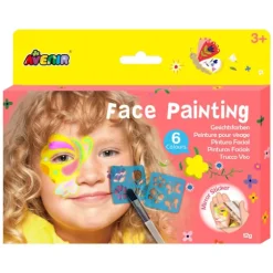 Ansigtsmalingskit, 6 farver, giftfri, let at påføre