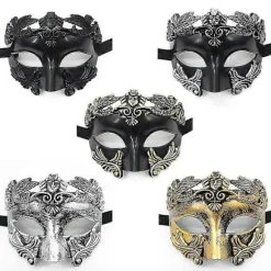 Antik Græsk Spartansk Kriger Romersk Maskerade Maske Mænd Venetiansk Maske Bryllupsmaske Maskerade Maske Bryllupsmaske Burlesque Maskeradefest black Silver | Fyndiq