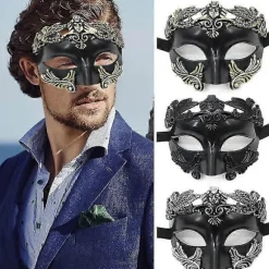 Antik Græsk Spartansk Kriger Romersk Maskerade Maske Mænd Venetiansk Maske Bryllupsmaske Maskerade Maske Bryllupsmaske Burlesque Maskeradefest black Silver | Fyndiq