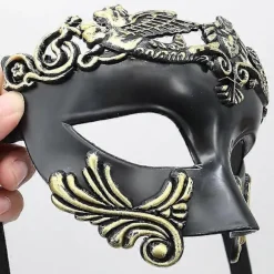 Antik Græsk Spartansk Kriger Romersk Maskerade Maske Mænd Venetiansk Maske Bryllupsmaske Maskerade Maske Bryllupsmaske Burlesque Maskeradefest black Silver | Fyndiq