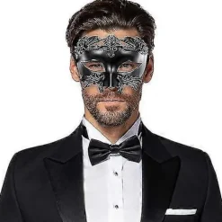 Antik Græsk Spartansk Kriger Romersk Maskerade Maske Mænd Venetiansk Maske Bryllupsmaske Maskerade Maske Bryllupsmaske Burlesque Maskeradefest black Silver | Fyndiq
