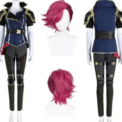 Arcane Vi Cosplay Sheriff Tøj Parykker Anime Spil LoL 2 Kostume Voksen Kvinde Rollespil Frækt Tøj Fest Udklædningstøj (FMY) PARYK WIG S