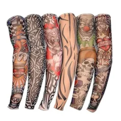 Arm Tatoveringsærmer, 6-pak Herre Fake Midlertidig Tatovering Nylon Armstrømper Elastisk Biker Ærme til Halloween - Perfet