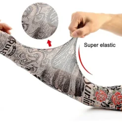 Arm Tattoo Ærmer, 6 Pak Mænd Falske Midlertidige Tatovering Nylon Ærme Arm Strømper Elastisk Biker Ærme til Halloween