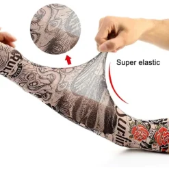 Armtatoveringsærmer, 6-pak mænd falske midlertidige tatoveringsærmer armstrømper elastiske til Halloween
