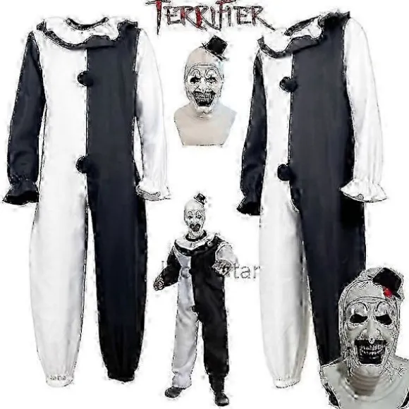 Art The Clown Cosplay Film Terrifier 2 Art The Clown Cosplay Kostume Jumpsuit Maske Halloween Kostumer Maske Til Mænd Kvinder-lingling} costume mask1 L | Fyndiq