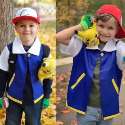 Ash Ketchum Kostume Kit Voksen Drenge Piger Ash Ketchum Halloween Cosplay Tøj Top Træner Kasket Og Handsker Sæt -a 150
