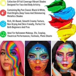 Athena Ansigts- og Kropsmaling Oliepalet, Professionel Flash, Ikke-giftig, Sikker Tatovering, Halloween FX Festkunstner, Stilfuldt Makeupsæt