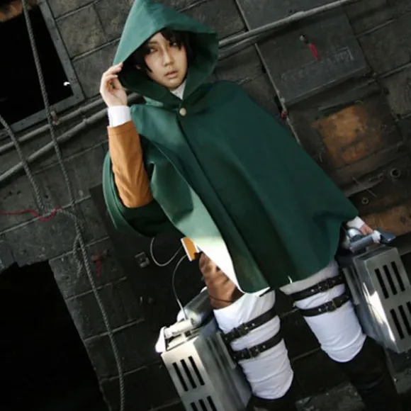 Attack On Titan Cloak Anime Cosplay kostume Grøn Cape Halloween L 2XL