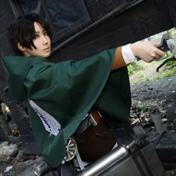 Attack On Titan Cloak Anime Cosplay kostume Grøn Cape Halloween L 2XL