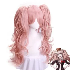 Aveki Anime Cosplay Kostume Kunstigt Hår Aftagelig Dobbelt Hale Flet Paryk Pink Lang Bølget Cosplay Paryk Til Performance, Pink-152,wz-1749 (FMY)