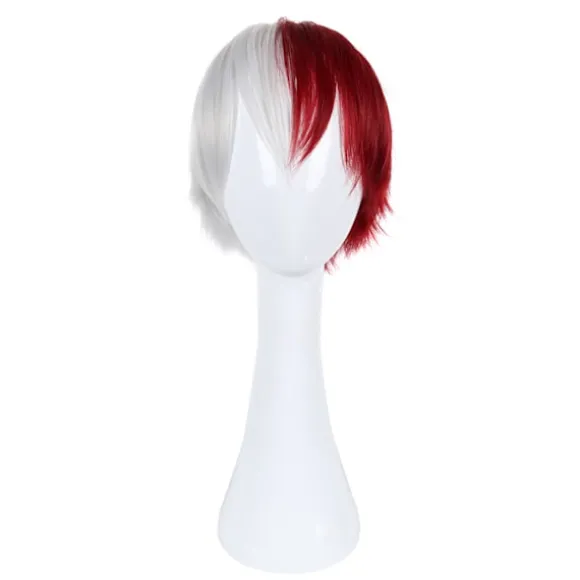 AVEKI Anime My Hero Academia Todoroki Shoto Cosplay Multi-Color Kostume Paryk, med Pandehår Inklusive Varmebestandig til Voksne, Rød-485