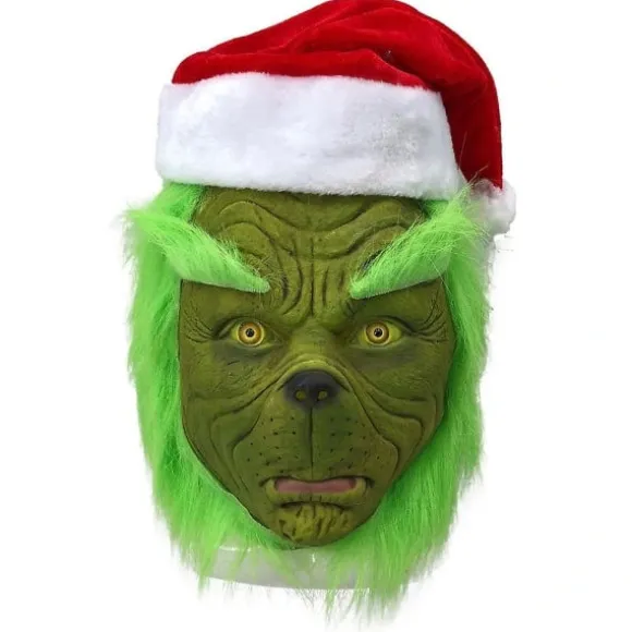 (AZC) Jul Grinch Helhoved Latex Maske Voksen Julehat Monster Cosplay Karneval Party Kostume Maskerade Rekvisitter