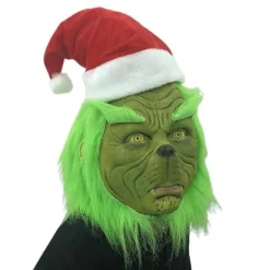 (AZC) Jul Grinch Helhoved Latex Maske Voksen Julehat Monster Cosplay Karneval Party Kostume Maskerade Rekvisitter