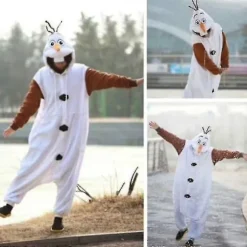 (AZC) Olaf Frozen Voksen Snemand Kostume Kigurumi Pyjamas Ozq Høj Kvalitet XL XL