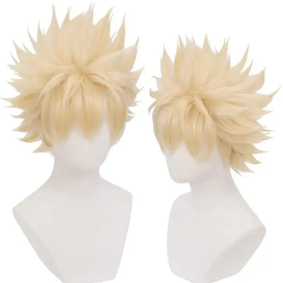 Bakugou Katsuki Paryk Blonde Parykker Med Pandehår Cosplay Rekvisit Anime Kostume Rekvisitter Til Manga Anime My Hero Academia