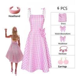 Barbie Kostume Til Kvinder Barbie Kjole Bedårende Rosa Dame Cosplay Piger Tøj Kvinde Halloween Klassisk Dukke Rollespil Barbie Dress Up V 3XL