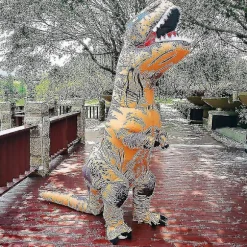 Barn & Voksen Dinosaur Oppustelige Cosplay Kostumer T-rex Anime Tegneserie Festkjole Kostumer Halloween Kostume green