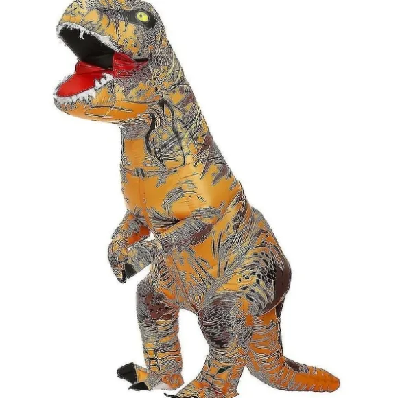 Barn Vuxen Dinosaur Uppblåsbara Cosplay Kostymer T-rex Anime Tecknad Festklänning Kostymer Halloween Kostnad brown szq