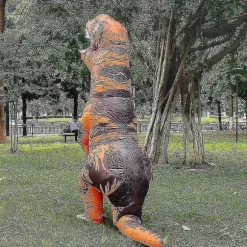 Barn Vuxen Dinosaur Uppblåsbara Cosplay Kostymer T-rex Anime Tecknad Festklänning Kostymer Halloween Kostnad brown szq