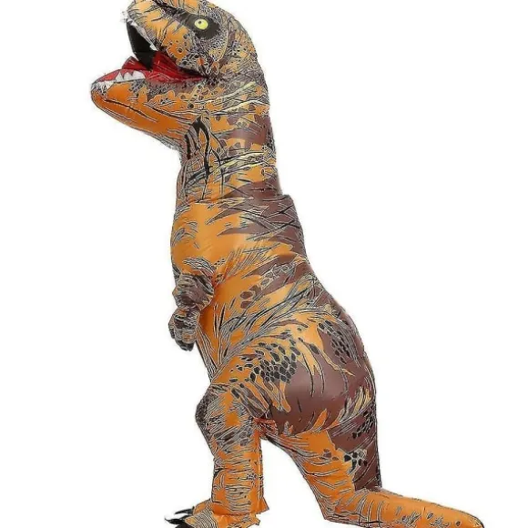 Barn Vuxen Dinosaur Uppblåsbara Cosplay Kostymer T-rex Anime Tecknad Festklänning Kostymer Halloween Kostnad brown szq