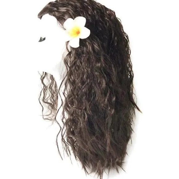 Barnepiger Animie Polynesisk Prinsesse Moana Parykker Hawaiiansk Cosplay Party Kostume Hår Fancy