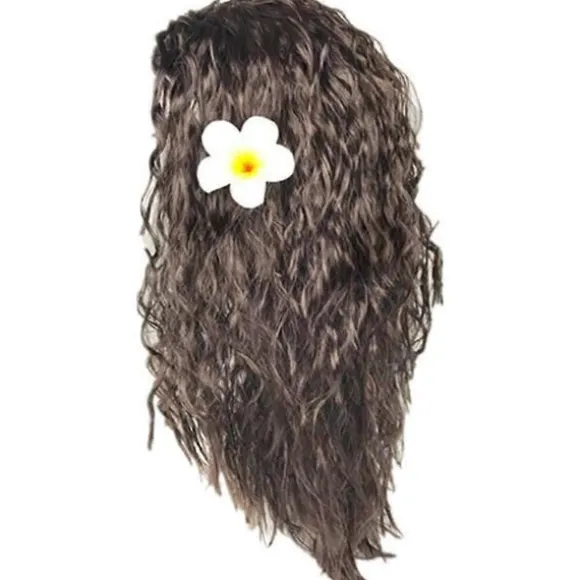Barnepiger Animie Polynesisk Prinsesse Moana Parykker Hawaiiansk Cosplay Party Kostume Hår Fancy