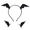 Bat Devil Vinge Hårbøjle Bat Hårklemmer Sæt Skridsikker Hovedbeklædning Fotorekvisitter Udklædning Halloween Cosplay Tilbehør