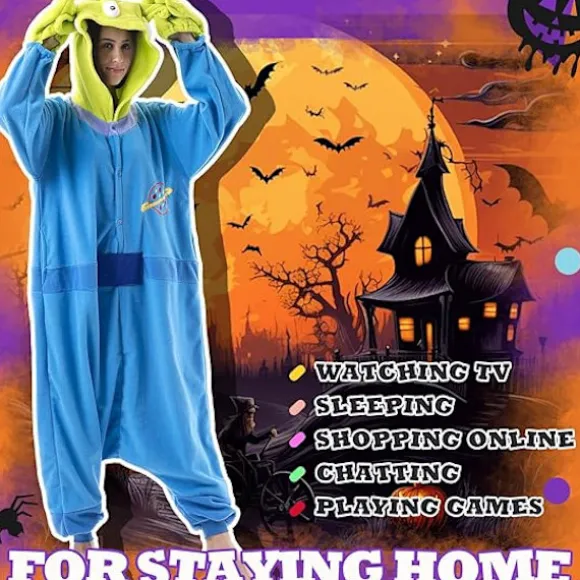 Beauty Shine Unisex Voksen Onesie Heldragt Pyjamas Cosplay Tegneserie Kostume Halloween Jul Natkjole Jumpsuit Aliens L 168-178cm Aliens