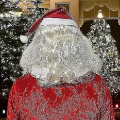 Bebetter Herre Julemand Maske, Jule Latex Maske, Julemand Hoved Maske, Realistisk Julemand Gammel Mand Maske med Rød Julemandshat til Fest