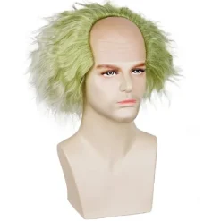 Beetlejuice 2 Cosplay Grøn Paryk Varmebestandigt Syntetisk Hår Festtilbehør White
