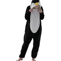 Behagelig Unisex Voksen Onesie Pyjamas Dyr Heldragt Halloween Kostume Nattøj - (Lille Pingvin)[CO]