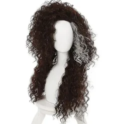 Bellatrix Lestrange Paryk, Lang Brun Blandet Bølget, Varmebestandig Cosplay Kostume Paryk + Parykhætte (FMY)