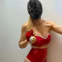 Besat Spikes Fuld Ansigt Juvel Margiela Ansigtsdækning Halloween Cosplay Sjov Maske