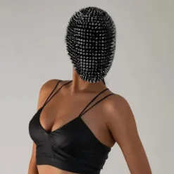 Besat Spikes Fuld Ansigt Juvel Margiela Ansigtsdækning Halloween Cosplay Sjov Maske