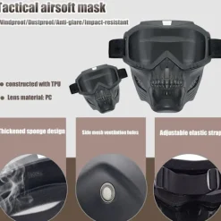 Beskyttelsesbriller til mænd og kvinder med maske, kranie-stil fuld dækning, anti-ridse, til dirtbike off-road skiløb