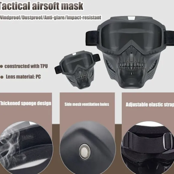 Beskyttelsesbriller til mænd og kvinder med maske, kranie-stil fuld dækning, anti-ridse, til dirtbike off-road skiløb