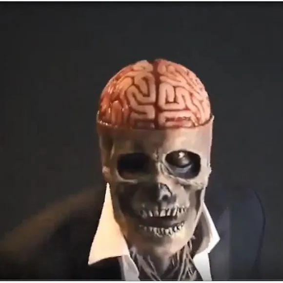 Bevægelig kæbe dødningehovede maske hjelm Halloween fest rekvisit latex hovedbeklædning Brain