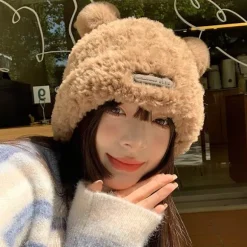 Björnöron Huer Aviator Huer Modetilbehør Søde Ting Egnet til Gaver Dame Vinter Huer En Størrelse
