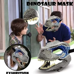 Blå dinosaurmaske Jurassic World Raptor Dinosaur tilbehør Dino Cosplay rekvisitter Festival Karneval Gaver W