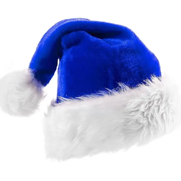 Blå Julemandshue Til Voksne, Blå Heilwiy Julehue Med Blød Kunstig Pels Og Dobbeltlagsstof Til Heilwiy