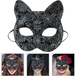 Blå Kat Maske til Maskerade Cosplay Maske med Elastikbånd[HK]
