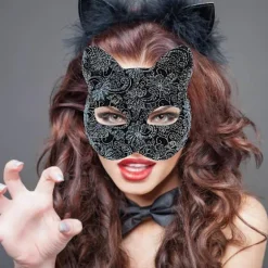 Blå Kat Maske til Maskerade Cosplay Maske med Elastikbånd[HK]