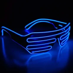 (Blå) Neon Rave Briller El Wire Blinkende LED Solbriller Lysende DJ Kostumer Kompatibilitet med Fest, 80'erne, EDM, Halloween-XS6-