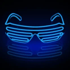 (Blå) Neon Rave Briller El Wire Blinkende LED Solbriller Lysende DJ Kostumer Kompatibilitet med Fest, 80'erne, EDM, Halloween-XS6-